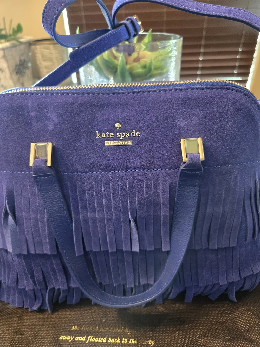 kate spade Blue Suede Fringe Satchel